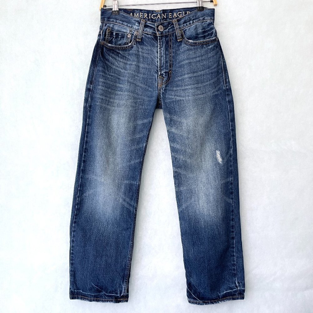 American Eagle Men's Jeans Low Loose Straight Leg Distressed size 26/28